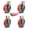 Service Caster 12'' Heavy Duty Red Poly on Cast Iron Wheel Caster Set 2 Swivel 2 Rigid, 4PK CRAN-SCC-KP92S1230-PUR-RS-2-R-2 - alternate 3